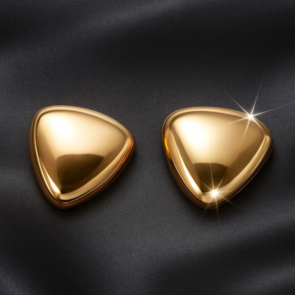 Triangle Rose Gold Stud Earrings – Polished Design, 0.75" Modern Women’s Jewelry
